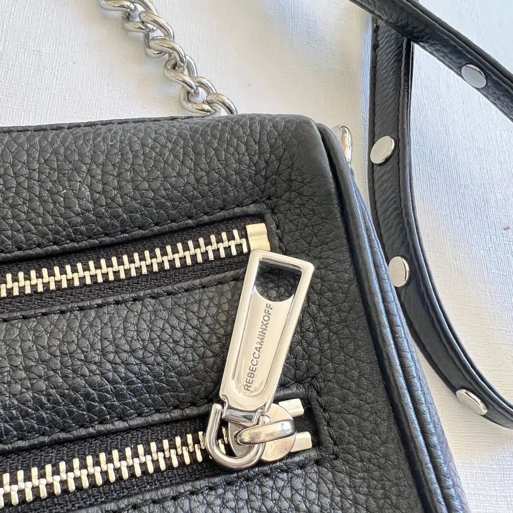 Rebecca Minkoff “5 Zip Crossbody” Bag in Black Leather & Silver Hardware - Picture 11 of 12